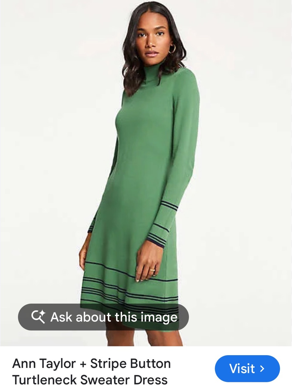 NWT Ann Taylor Striped Turtleneck Sweater Dress. Size Small Petite
